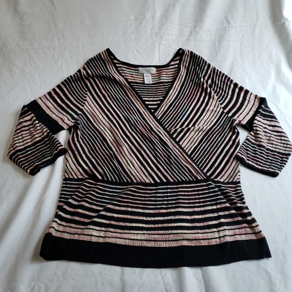 Nine West Multi-stripe Wrap Sweater - Picture 3 of 5